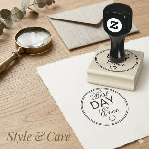Best Day Ever Wedding Party Wood Art Rubber Stamp