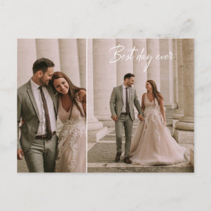 Best Day Ever Wedding Photo Collage Thank You Postcard