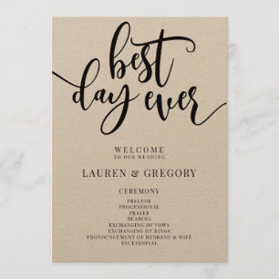 Best Day Ever Wedding Program Fan Programme