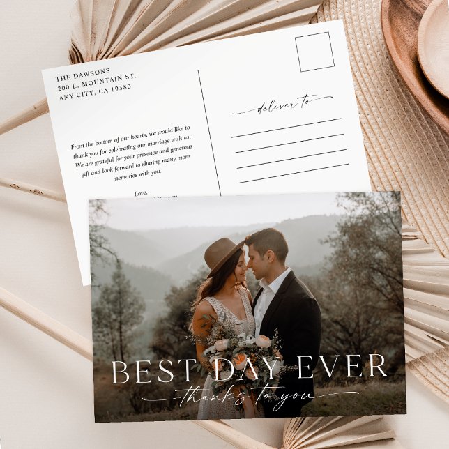 Best Day Ever Wedding Thank You Postcard (Creator Uploaded)