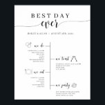 Best Day Ever Wedding Timeline Program Poster<br><div class="desc">This wedding timeline poster is the perfect way to give your guests information about your wedding day!</div>