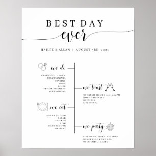 Best Day Ever Wedding Timeline Program Poster