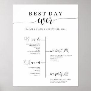 Best Day Ever Wedding Timeline Program Poster