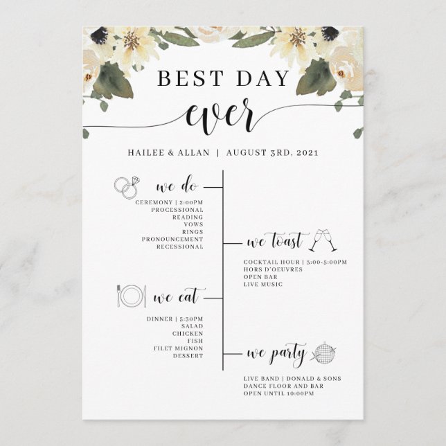 Best Day Ever Wedding Timeline Program Programme (Front)