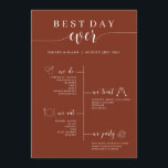 Best Day Ever Wedding Timeline Program Programme<br><div class="desc">This wedding timeline program is the perfect way to give your guests information about your wedding day - and it doubles as a fan!</div>