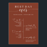 Best Day Ever Wedding Timeline Program Programme<br><div class="desc">This wedding timeline program is the perfect way to give your guests information about your wedding day - and it doubles as a fan!</div>