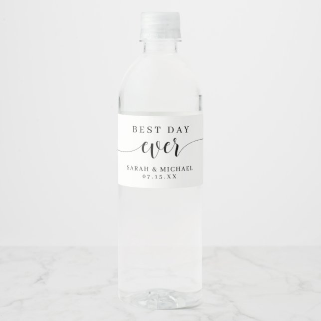 Best Day Ever Wedding Water Bottle Label (Front)