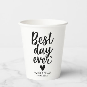 Best Day Ever with Heart Wedding Paper Cups