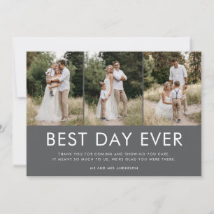 Best Day Every 3 Photo Wedding Thank You Card