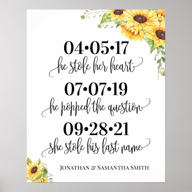 Best day sign wedding date yes day sunflowers (Front)