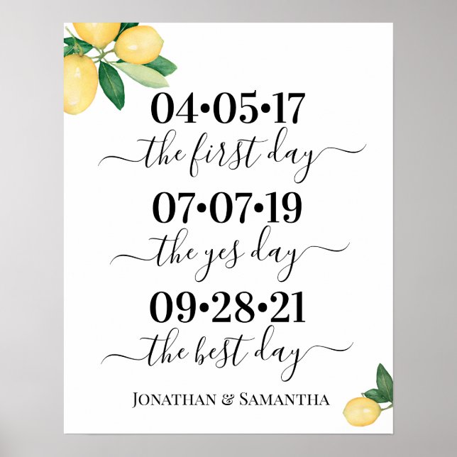 Best Day Wedding Date Yes Day Lemons Sign (Front)