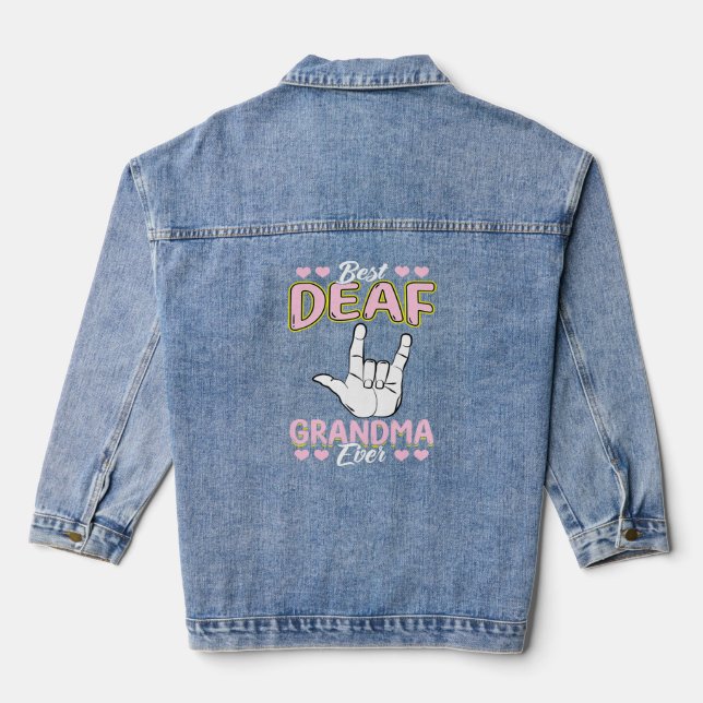 Best Deaf Grandma Ever Deaf Pride  Denim Jacket (Back)