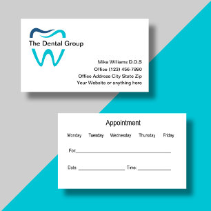 Best Dentist Office Appointment Business Cards