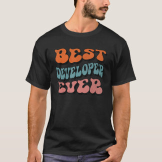 Best Developer Ever, Distressed Retro Groovy Devel T-Shirt