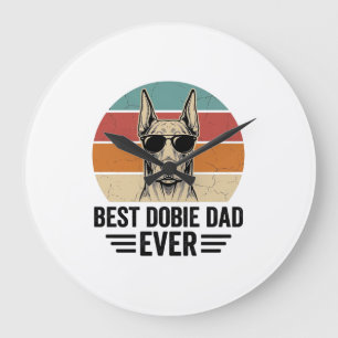 Best Dobie Dad Ever Vintage Doberman Shirt_1 Large Clock