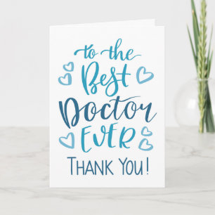 Best Doctor Ever Thank you Typography in Blue Card