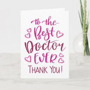 Best Doctor Ever Thank you Typography in Pink Card