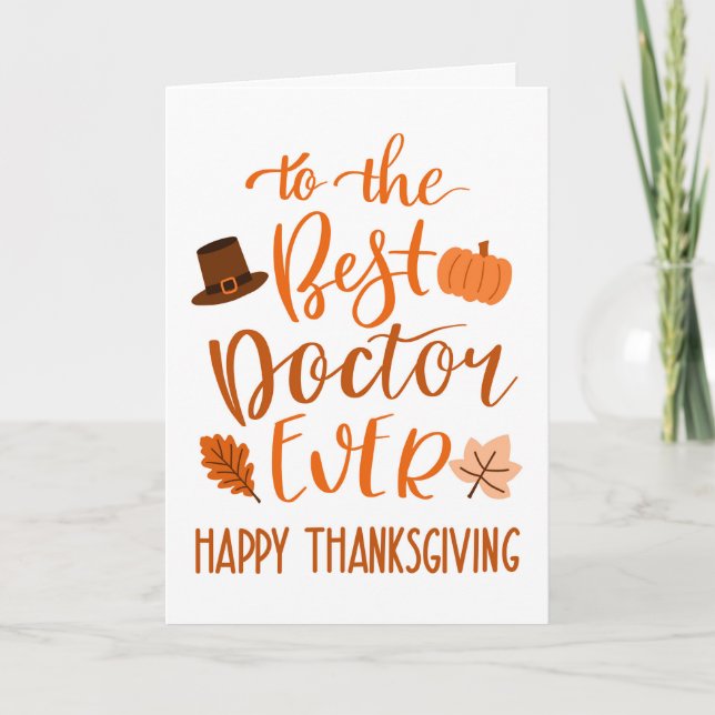 Best Doctor Ever Thanksgiving Day in Orange Card (Front)