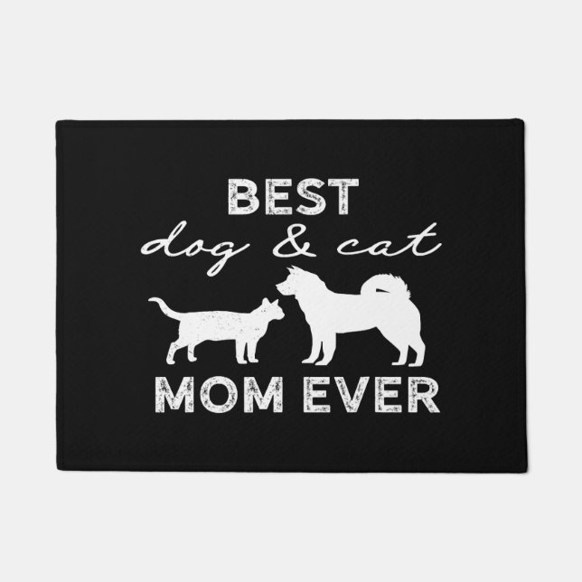 Best Dog And Cat Mum Gift Cute Crazy Cat Lady Dog Doormat (Front)