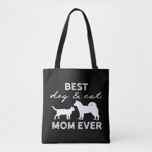 Best Dog And Cat Mum Gift Cute Crazy Cat Lady Dog Tote Bag