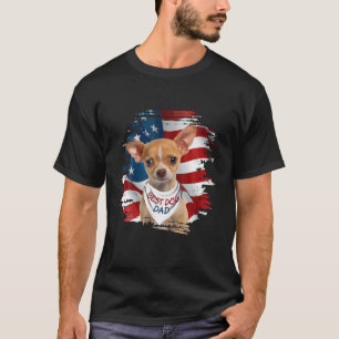Best Dog Chihuahua Dad Cute USA Flag Happy Father' T-Shirt