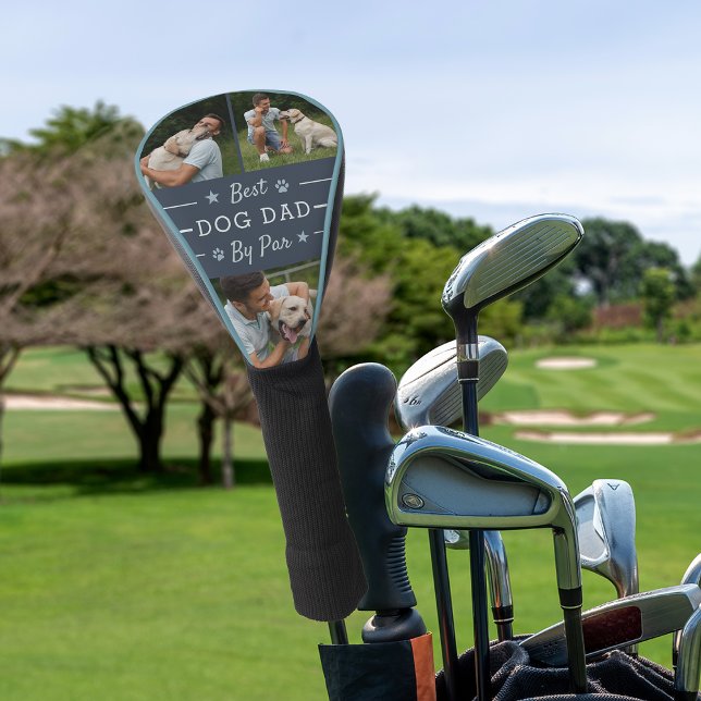 Best Dog Dad By Par | 3 Photo Golf Head Cover (Creator Uploaded)