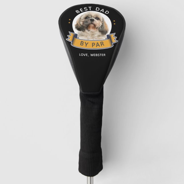 Best Dog Dad By Par Golfing Fathers Day Retro Golf Head Cover (Front)