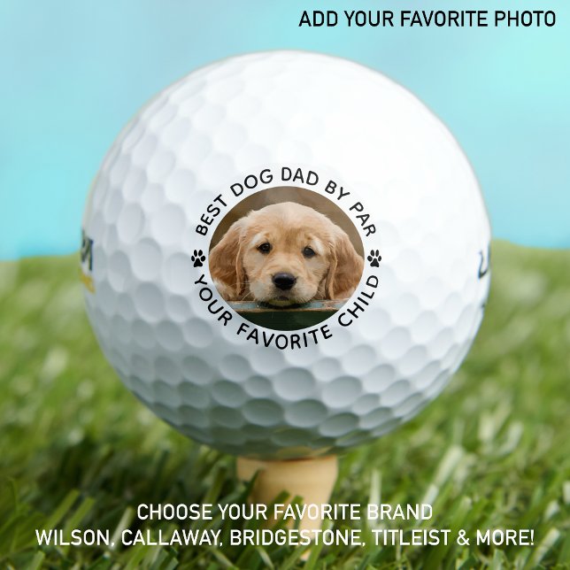 Best DOG DAD By Par Paw Print Custom Photo Golf Balls (Creator Uploaded)