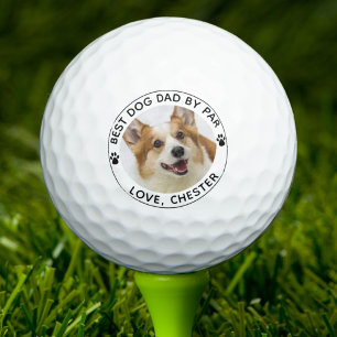 BEST DOG DAD BY PAR Paw Print Photo Golf Balls