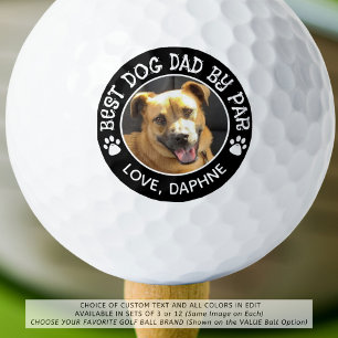 BEST DOG DAD BY PAR Pawprints Photo Custom Colour Golf Balls