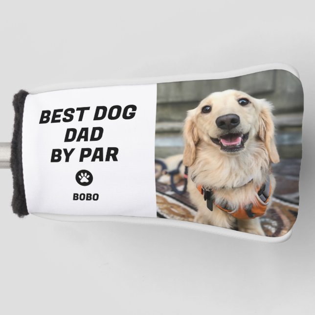 Best Dog Dad By Par Pet Dog Photo Paw Print Golf Head Cover (Front)