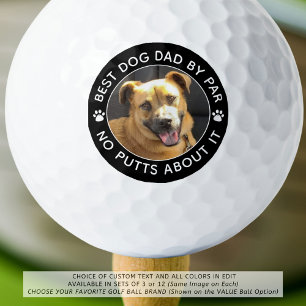 BEST DOG DAD BY PAR Photo Funny Custom Colours Golf Balls