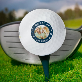 Best Dog Dad By Par Photo Navy Blue Golf Balls