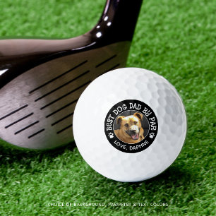 BEST DOG DAD BY PAR Photo Pawprints Custom Colour Golf Balls