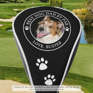 BEST DOG DAD BY PAR Photo Pawprints Custom Colour Golf Head Cover