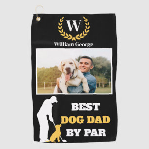 Best Dog Dad By Par with Custom Photo & Monogram Golf Towel