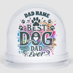 Best Dog Dad Custom Name Dog Photo Snowglobe