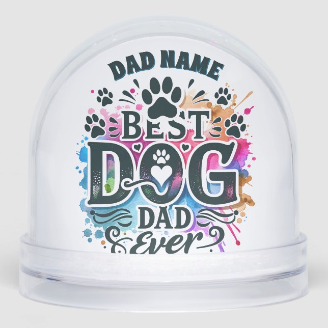 Best Dog Dad Custom Name Dog Photo Snowglobe (Front)