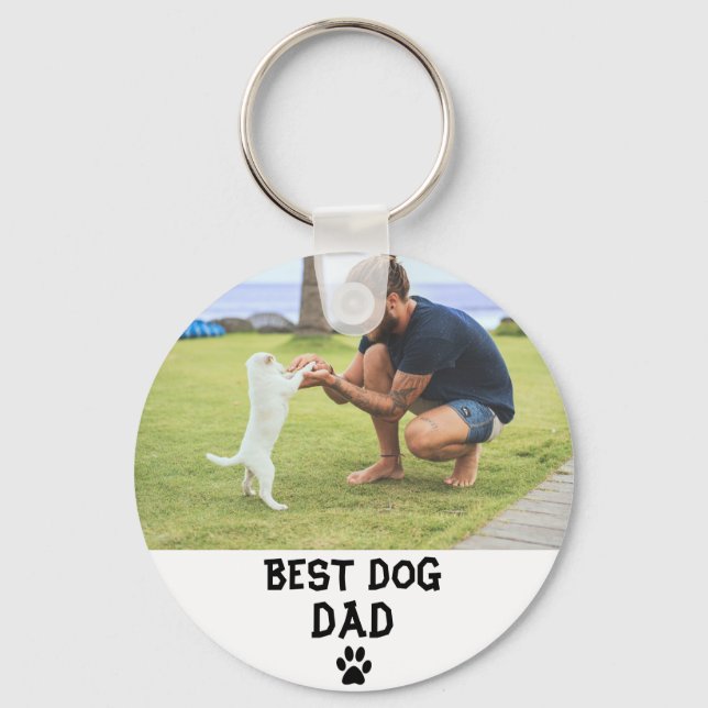 Best Dog dad Custom Photo keychain, dad gift,  Key Ring (Front)