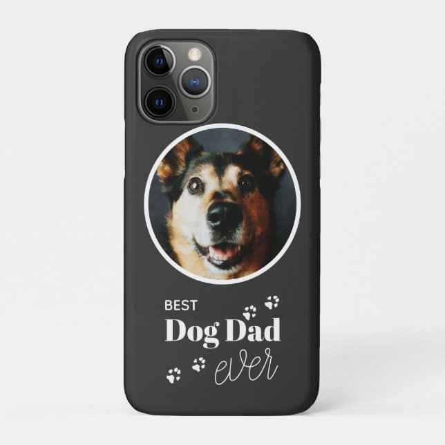 Best Dog Dad Custom Photo Pawprint iPhone Case (Back)