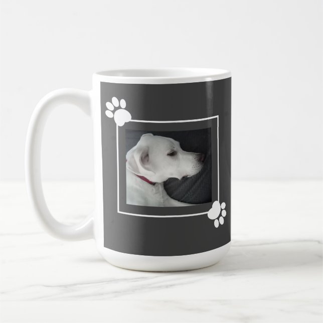 Best Dog Dad Cute Photo Frame with Paws Coffee Mug (Left)