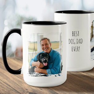Best Dog Dad Ever 2 Custom Photos Modern Mug