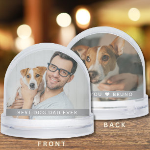 Best Dog Dad Ever 2 Photo Personalized Gift Snowglobe