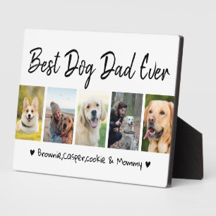 Best Dog Dad Ever 5 Photo Collage Black And White Plaque