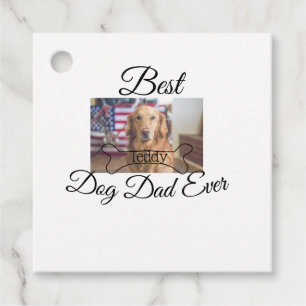 Best dog Dad ever add pet name photo bone golden r Favour Tags
