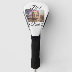Best dog Dad ever add pet name photo bone golden r Golf Head Cover