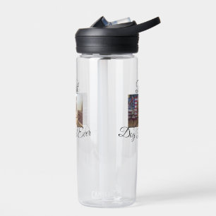 Best dog Dad ever add pet name photo bone golden r Water Bottle