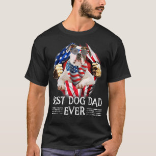 Best Dog Dad Ever American Bulldog American Flag T-Shirt