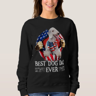 Best Dog Dad Ever Bedlington Terrier American Flag Sweatshirt