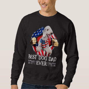 Best Dog Dad Ever Bedlington Terrier American Flag Sweatshirt